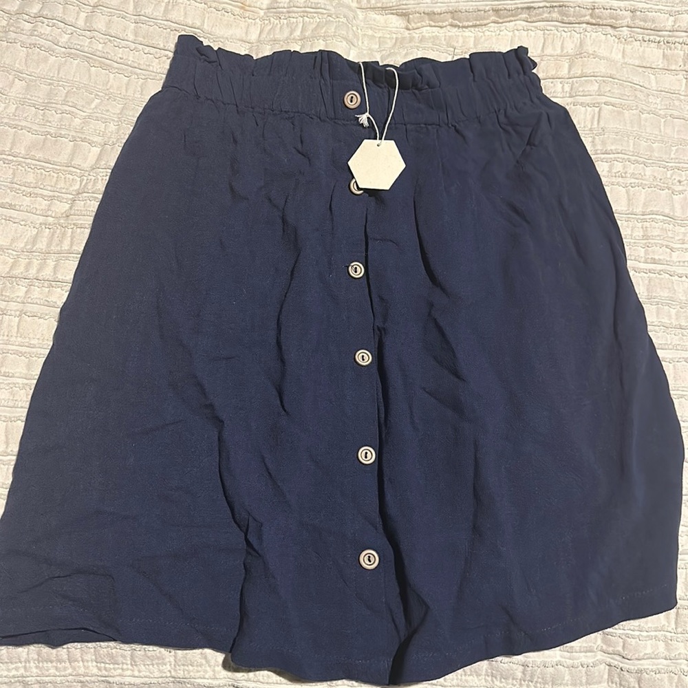 Pink Blush Navy Maternity Paper Bag Waist Skirt